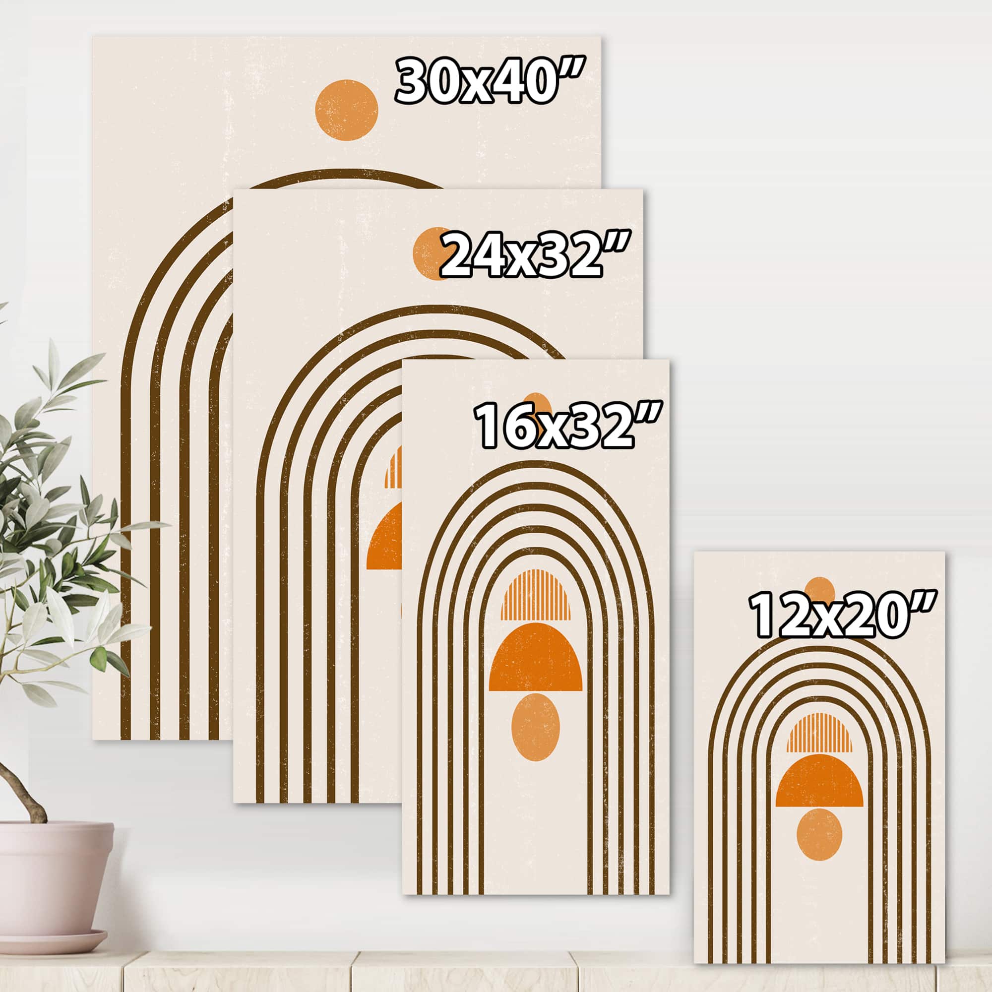 Designart - Abstract Rainbow Sun and Moon In Earth Tones IV